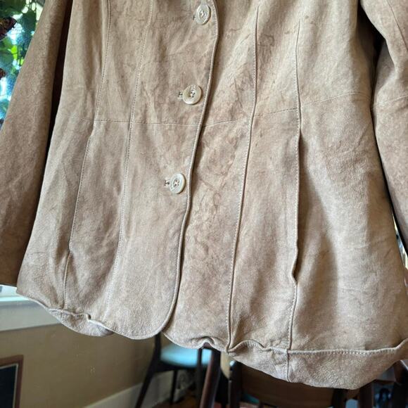 Vintage Preston & York Tan Suede Leather Jacket Medium Y2K - Picture 6 of 8